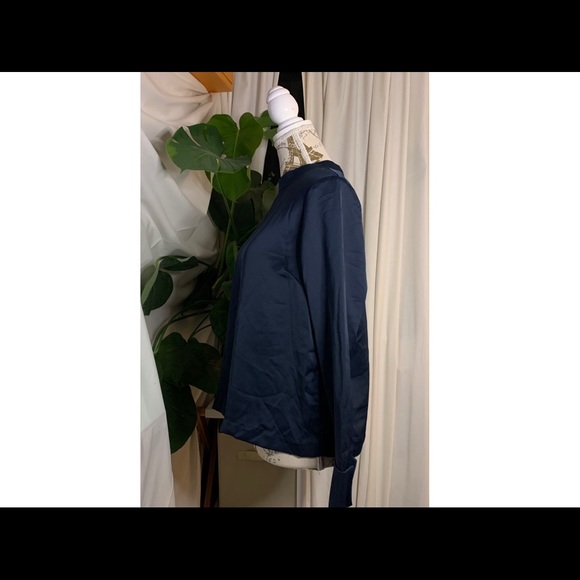 H&M Midnight “Shiny” Blue Long Sleeve Top Size=8 - Picture 2 of 5